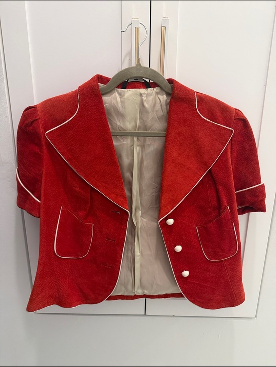 Gucci Jackets & Blazers - SIZE 40 Gucci Red Short-Sleeve Blazer with White Piping